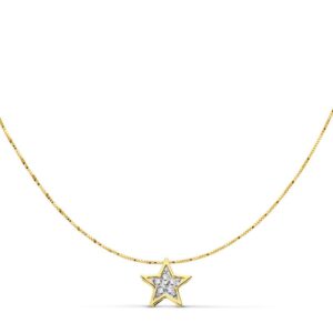 18K GARGANTILLA ESTRELLA 6X6 MM CADENA 42 CM