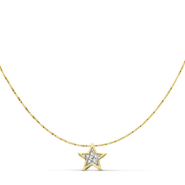 18K GARGANTILLA ESTRELLA 6X6 MM CADENA 42 CM