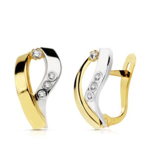 18K PENDIENTES BANDAS ORO BICOLOR 15X8 MM