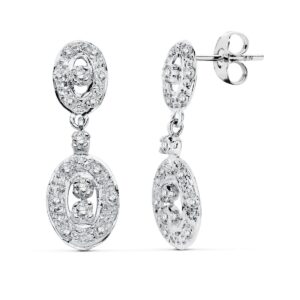 18K PENDIENTES ORO BLANCO CIRCONITAS PRESION