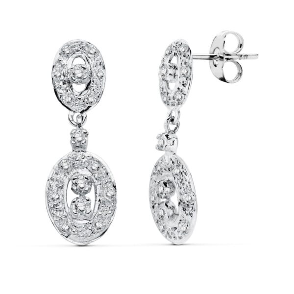 18K PENDIENTES ORO BLANCO CIRCONITAS PRESION
