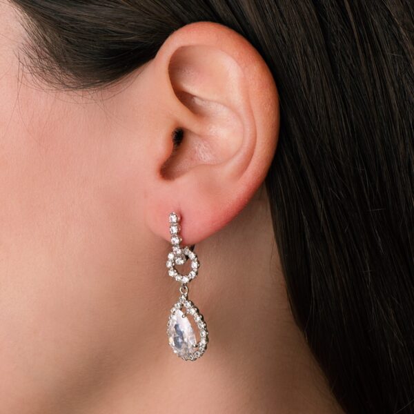 18K PENDIENTES ORO BLANCO CIRCONITAS CATALAN - Imagen 2