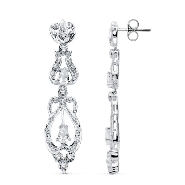18K PENDIENTES ORO BLANCO CIRCONITAS PRESION