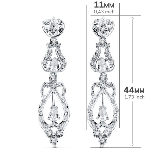 18K PENDIENTES ORO BLANCO CIRCONITAS PRESION - Imagen 2