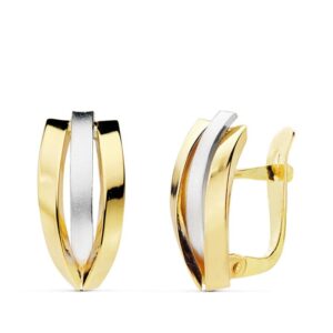 18K PENDIENTES ORO BICOLOR BANDAS 16X7 MM