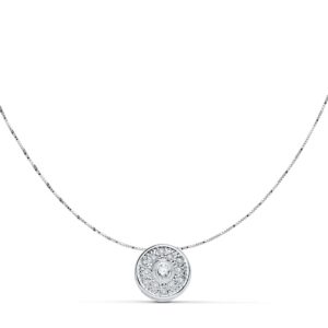 18K COLGANTE CIRCONITAS ORO BLANCO 8 MM CADENA 42CM