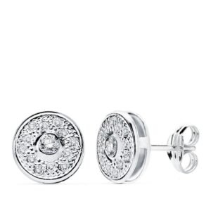 18K PENDIENTES ORO BLANCO REDONDOS 8 MM