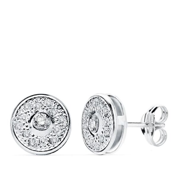 18K PENDIENTES ORO BLANCO REDONDOS 8 MM