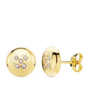 18K PENDIENTES ORO AMARILLO MARIPOSA CIRCONITAS 8.5 MM