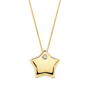 18K COLGANTE ESTRELLA CIRCONITA CADENA 42CM