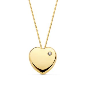 18K COLGANTE CORAZON CIRCONITAS CADENA