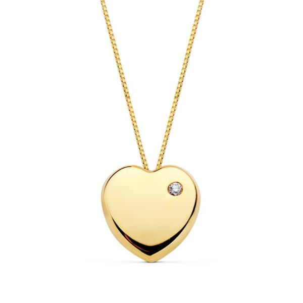18K COLGANTE CORAZON CIRCONITAS CADENA