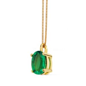 18K COLGANTE ORO AMARILLO CADENA 42 CM ESMERALDA RECRISTALIZADA 0.79 QT