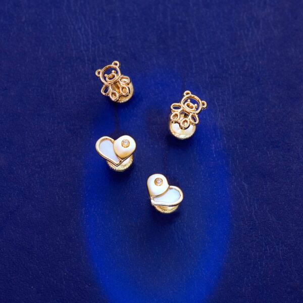 18K PENDIENTES ORO AMARILLO OSO CALADO 7X6 MM - Imagen 2