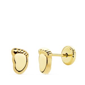 18K PENDIENTES ORO AMARILLO PIE BEBE LISO 6.5X4 MM