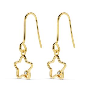 18K PENDIENTES ESTRELLA CIRCONITAS 22X8 MM