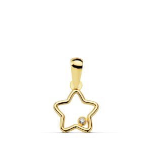 18K COLGANTE ESTRELLA CIRCONITA 9X9 MM