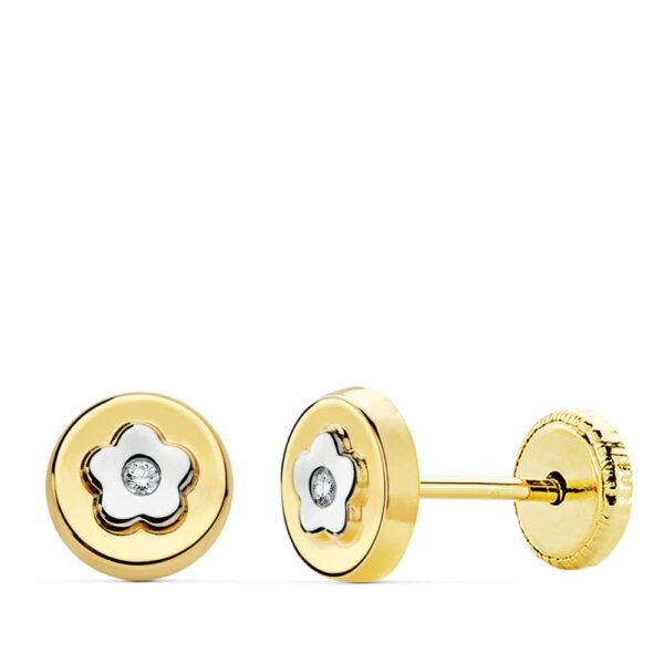 18K PENDIENTES REDONDO ORO BICOLOR 6 MM