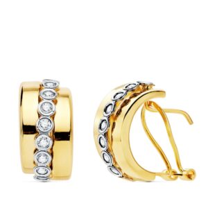 18K PENDIENTES ORO BICOLOR BANDAS 17X8 MM