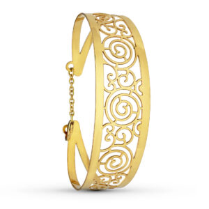 18K PULSERA RIGIDA ORO AMARILLO CALADA MOTIVOS