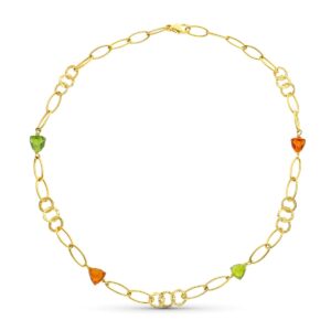 18K GARGANTILLA ORO AMARILLO PIEDRAS COLOR