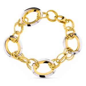 18K PULSERA BICOLOR ESLABONES 11.15 GR