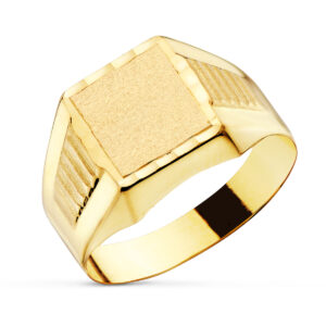 18K SELLO ORO AMARIILO CADETE HUECO TALLADO ZONA GRABADO 7 X 7 MM