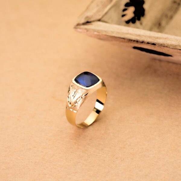 9K SELLO TALLADO PIEDRA AZUL. 9 MM - Imagen 2
