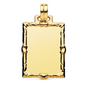 18K CHAPA LABRADA RECTANGULAR 30X24 MM