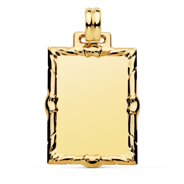 18K CHAPA LABRADA RECTANGULAR 30X24 MM