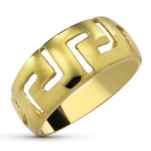 18K SORTIJA ORO AMARILLO GRECA CALADA BRILLO ANCHO TOTAL 9 MM