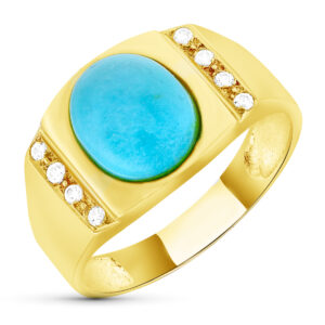 18K SORTIJA CORAL O TURQUESA OVAL