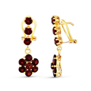 18K PENDIENTES LARGOS GRANATES