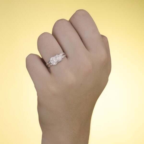 18K SORTIJA ORO BLANCO JUEGO NOVIA CIRCONITAS ANCHO 8 MM - Imagen 2