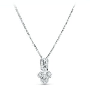 18K GARGANTILLA ORO BLANCO JUEGO NOVIA CIRCONITAS 45 CM CENTRO 16X8 MM