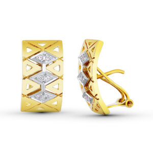 18K PENDIENTES BICOLOR ROMBOS 19X10 MM