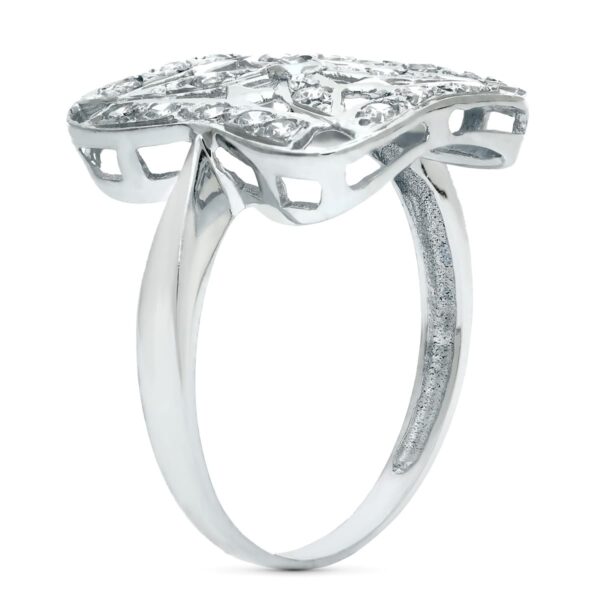18K SORTIJA ORO BLANCO JUEGO NOVIA CIRCONITAS 17X17 MM CABEZA - Imagen 3