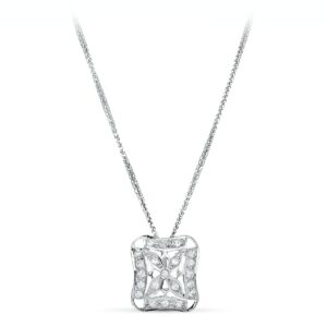 18K GARGANTILLA ORO BLANCO JUEGO NOVIA 45 CM MOTIVO 17X17 MM