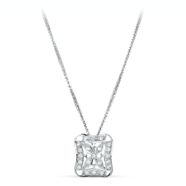 18K GARGANTILLA ORO BLANCO JUEGO NOVIA 45 CM MOTIVO 17X17 MM