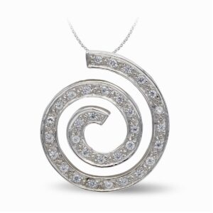 18K COLGANTE ORO BLANCO CIRCONITAS ESPIRAL.