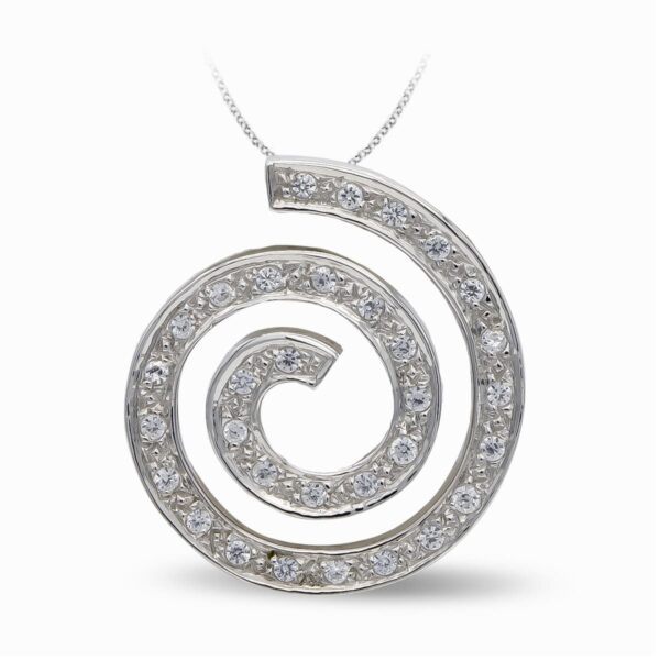18K COLGANTE ORO BLANCO CIRCONITAS ESPIRAL.