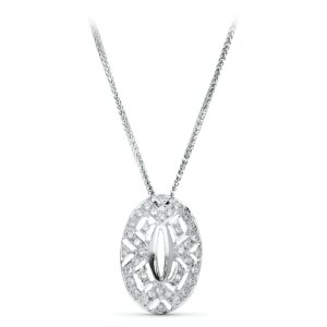 18K GARGANTILLA ORO BLANCO JUEGO NOVIA 45CM CENTRO CIRCONITAS 23X15 MM