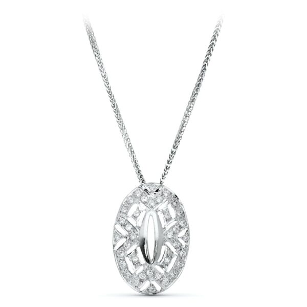 18K GARGANTILLA ORO BLANCO JUEGO NOVIA 45CM CENTRO CIRCONITAS 23X15 MM