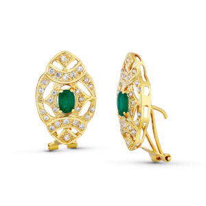 18K PENDIENTES PIEDRA FINA 24X14 MM