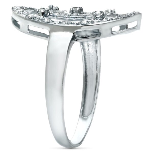 18K SORTIJA ORO BLANCO LANZADERA CON CIRCONITAS 21X14 MM ANCHO CUERPO 3MM - Imagen 2
