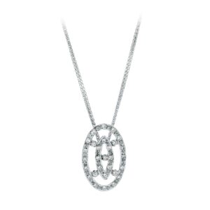 18K GARGANTILLA ORO BLANCO JUEGO DE NOVIA CIRCONITAS 45CM CENTRO 22X14 MM