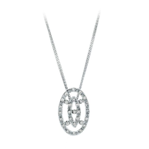 18K GARGANTILLA ORO BLANCO JUEGO DE NOVIA CIRCONITAS 45CM CENTRO 22X14 MM