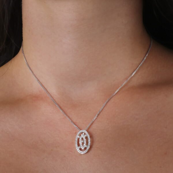 18K GARGANTILLA ORO BLANCO JUEGO DE NOVIA CIRCONITAS 45CM CENTRO 22X14 MM - Imagen 2