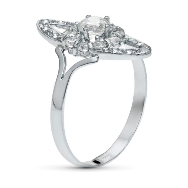 18K SORTIJA ORO BLANCO JUEGO NOVIA 20X9 MM CIRCONITAS - Imagen 2