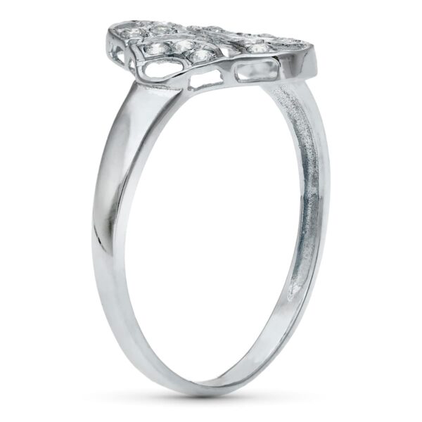 18K SORTIJA ORO BLANCO JUEGO NOVIA 15X10 MM CABEZA CIRCONITAS - Imagen 2